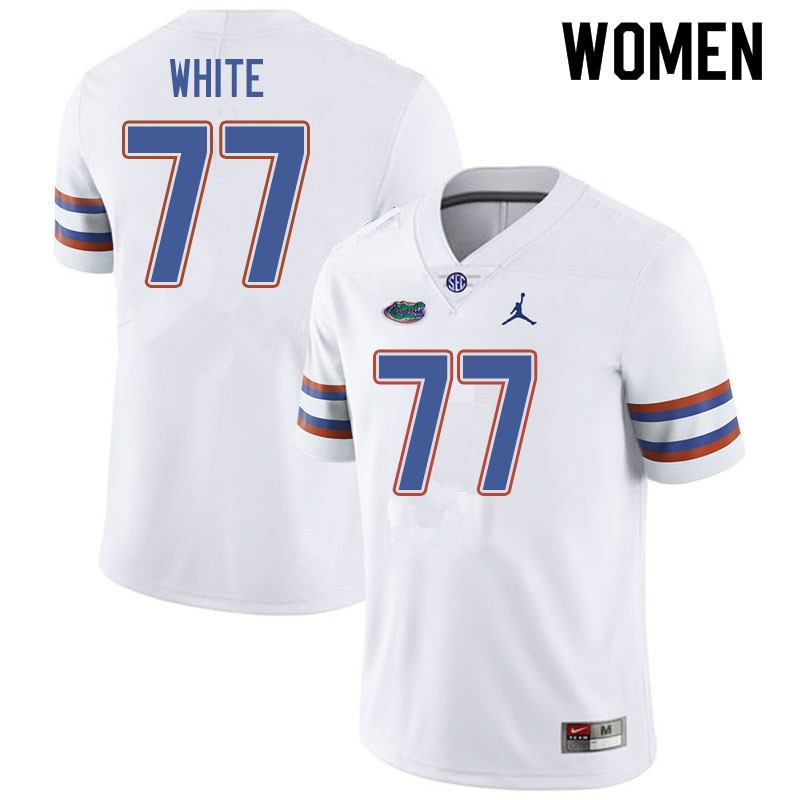 Women's NCAA Florida Gators Ethan White #77 Stitched Authentic Jordan Brand White College Football Jersey OVE7065VT